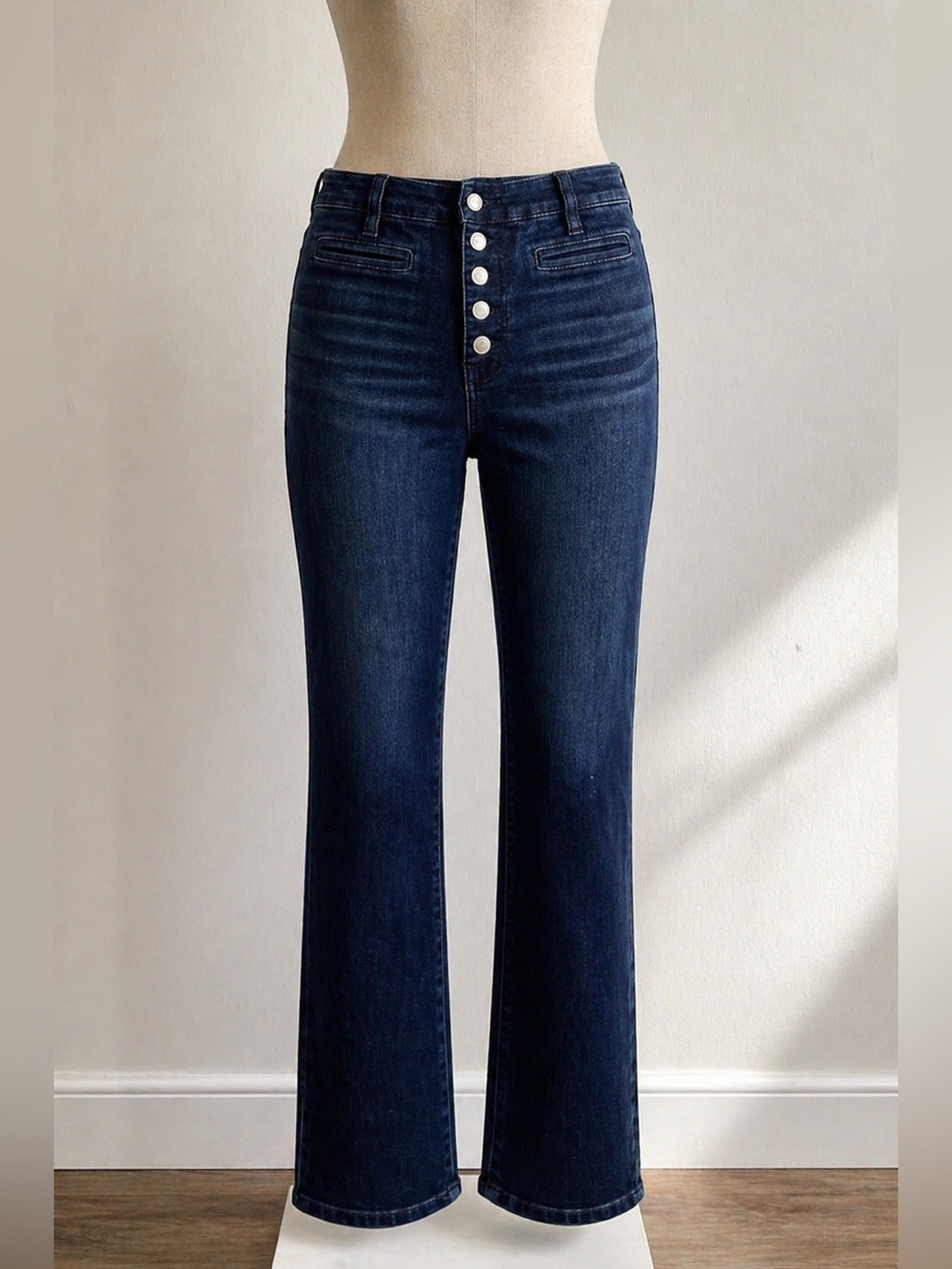 Liverpool High Rise Straight Leg Jeans Dark Wash Stretch Denim Classic 4